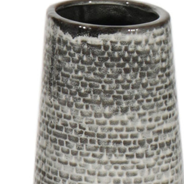 HomeRoots 39" Elegant Black and Gray Ombre Tapered Ceramic Floor Vase - Modern Rustic Home Decor Accent Piece 576741