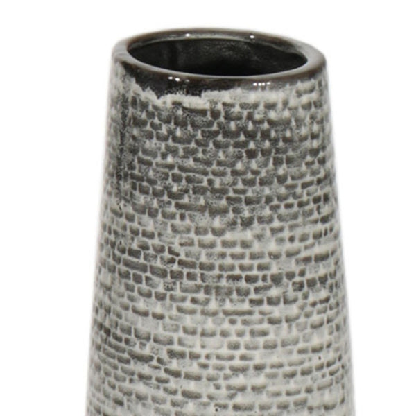 HomeRoots 39" Elegant Black and Gray Ombre Tapered Ceramic Floor Vase - Modern Rustic Home Decor Accent Piece 576741