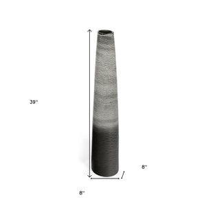 HomeRoots 39" Elegant Black and Gray Ombre Tapered Ceramic Floor Vase - Modern Rustic Home Decor Accent Piece 576741