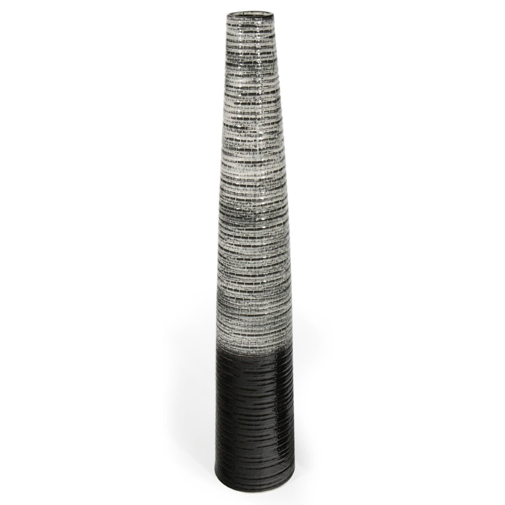HomeRoots 47" Black Ombre Tapered Ceramic Floor Vase - Modern Rustic Accent for Home Decor & Flower Display 576742