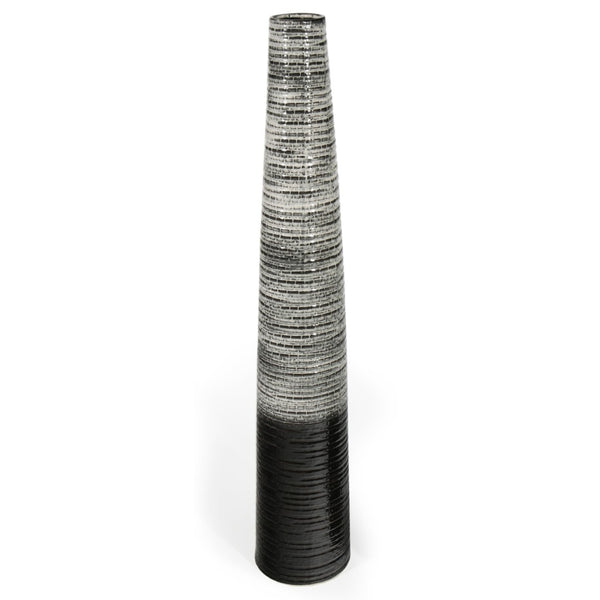 HomeRoots 47" Black Ombre Tapered Ceramic Floor Vase - Modern Rustic Accent for Home Decor & Flower Display 576742