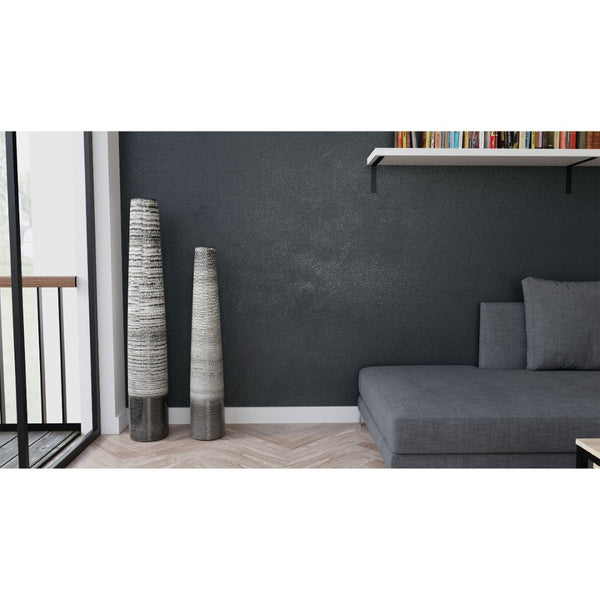 HomeRoots 47" Black Ombre Tapered Ceramic Floor Vase - Modern Rustic Accent for Home Decor & Flower Display 576742