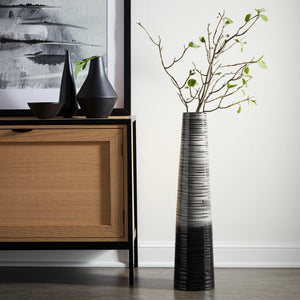 HomeRoots 47" Black Ombre Tapered Ceramic Floor Vase - Modern Rustic Accent for Home Decor & Flower Display 576742