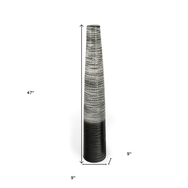 HomeRoots 47" Black Ombre Tapered Ceramic Floor Vase - Modern Rustic Accent for Home Decor & Flower Display 576742