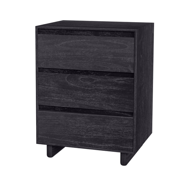 Butler Specialty Halmstad Elegant Wood Panel Nightstand With 3 Drawers For Stylish Bedroom Storage Solutions Black Mdf,Mindi Wood And Mindi Veneers 5767432-butler