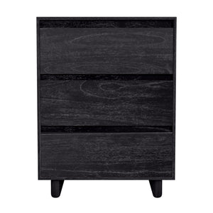 Butler Specialty Halmstad Elegant Wood Panel Nightstand With 3 Drawers For Stylish Bedroom Storage Solutions Black Mdf,Mindi Wood And Mindi Veneers 5767432-butler
