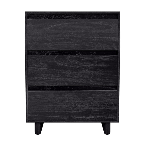 Butler Specialty Halmstad Elegant Wood Panel Nightstand With 3 Drawers For Stylish Bedroom Storage Solutions Black Mdf,Mindi Wood And Mindi Veneers 5767432-butler