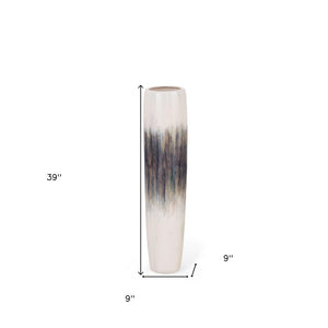 HomeRoots 39" Coastal-Inspired Tapered Ceramic Floor Vase with Abstract Glaze for Modern Home Decor 576743