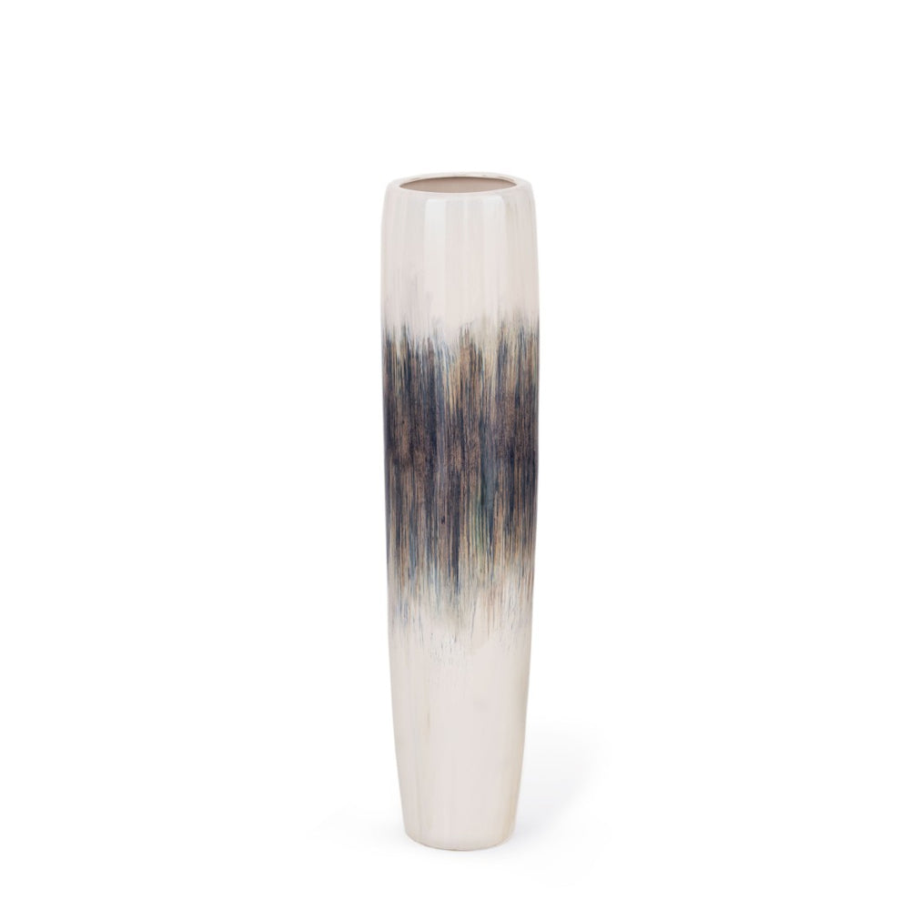 HomeRoots 39" Coastal-Inspired Tapered Ceramic Floor Vase with Abstract Glaze for Modern Home Decor 576743