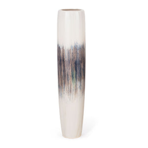 HomeRoots 47" Elegant Abstract Tapered Ceramic Floor Vase - Cream, Blue & Brown for Coastal & Modern Decor 576744