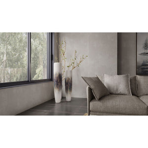 HomeRoots 47" Elegant Abstract Tapered Ceramic Floor Vase - Cream, Blue & Brown for Coastal & Modern Decor 576744