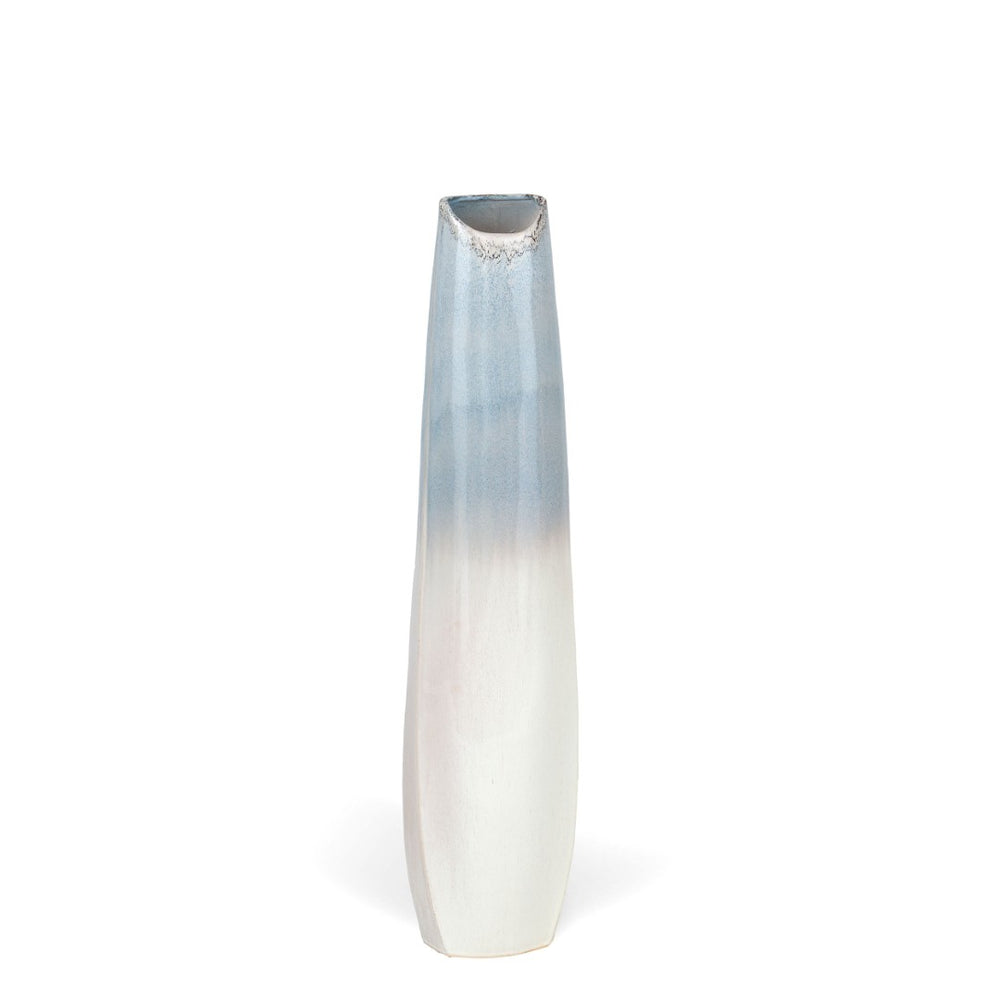 HomeRoots 40" Blue Ombre Ceramic Floor Vase - Coastal Home Accent for Chic Interiors & Floral Displays 576745