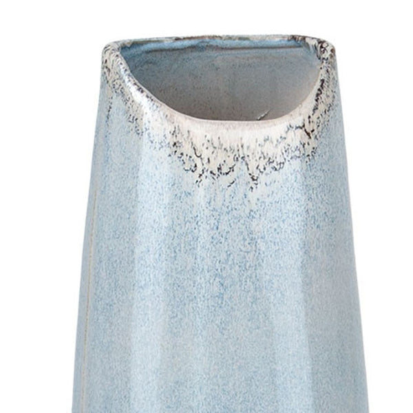 HomeRoots 40" Blue Ombre Ceramic Floor Vase - Coastal Home Accent for Chic Interiors & Floral Displays 576745
