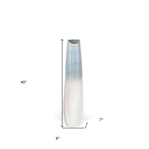 HomeRoots 40" Blue Ombre Ceramic Floor Vase - Coastal Home Accent for Chic Interiors & Floral Displays 576745