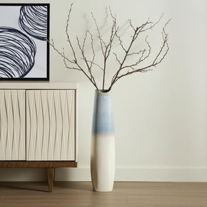 HomeRoots 47" Blue Ombre Ceramic Floor Vase - Coastal Decor for Fresh Flowers, Dried Botanicals & Unique Styling 576746
