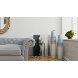 HomeRoots 47" Blue Ombre Ceramic Floor Vase - Coastal Decor for Fresh Flowers, Dried Botanicals & Unique Styling 576746