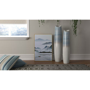 HomeRoots 47" Blue Ombre Ceramic Floor Vase - Coastal Decor for Fresh Flowers, Dried Botanicals & Unique Styling 576746