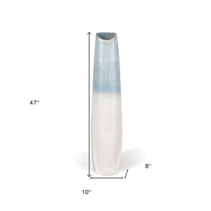 HomeRoots 47" Blue Ombre Ceramic Floor Vase - Coastal Decor for Fresh Flowers, Dried Botanicals & Unique Styling 576746