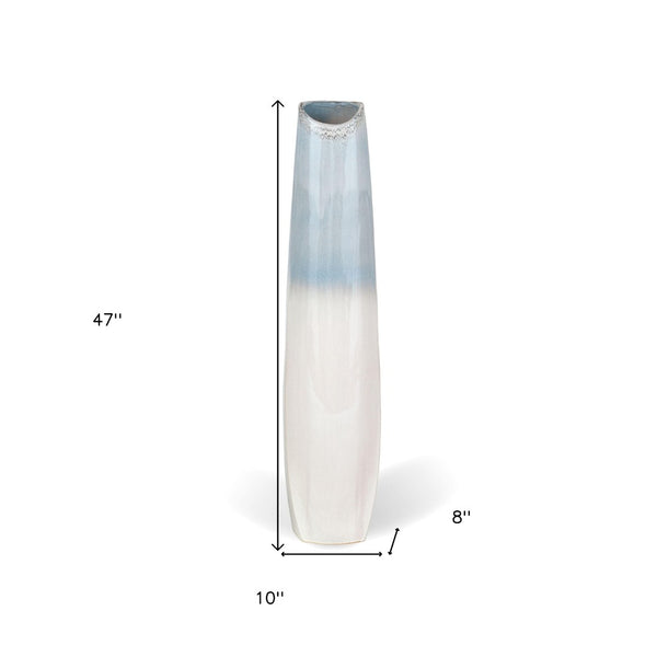 HomeRoots 47" Blue Ombre Ceramic Floor Vase - Coastal Decor for Fresh Flowers, Dried Botanicals & Unique Styling 576746