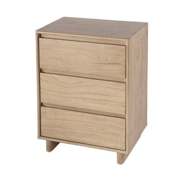 Butler Specialty Halmstad Elegant Wood Panel Nightstand With 3 Drawers For Stylish Bedroom Storage Solutions Light Brown Mdf,Mindi Wood And Mindi Veneers 5767488-butler