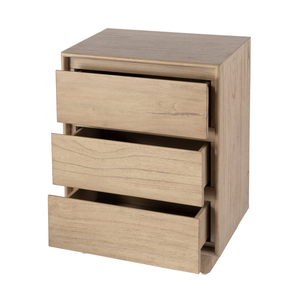 Butler Specialty Halmstad Elegant Wood Panel Nightstand With 3 Drawers For Stylish Bedroom Storage Solutions Light Brown Mdf,Mindi Wood And Mindi Veneers 5767488-butler