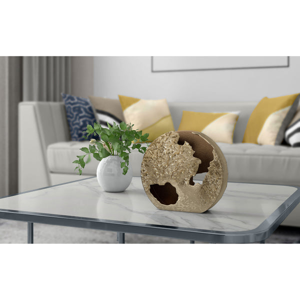 Homeroots 12" Gold Hammered Round Aluminum Table Vase - Elegant Home Decor Accent For Floral Arrangements  Aluminum 576748