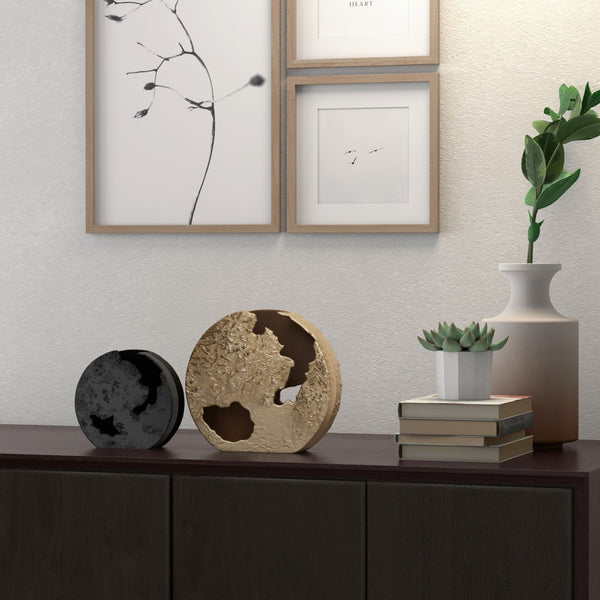 Homeroots 12" Gold Hammered Round Aluminum Table Vase - Elegant Home Decor Accent For Floral Arrangements  Aluminum 576748