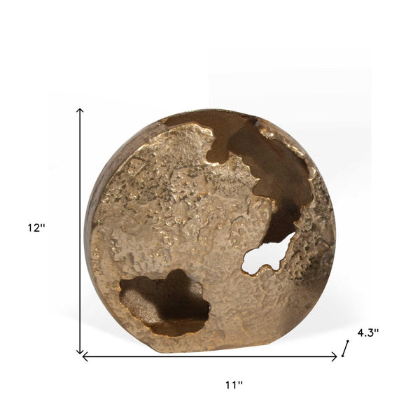 Homeroots 12" Gold Hammered Round Aluminum Table Vase - Elegant Home Decor Accent For Floral Arrangements  Aluminum 576748