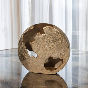 Homeroots 12" Gold Hammered Round Aluminum Table Vase - Elegant Home Decor Accent For Floral Arrangements  Aluminum 576748