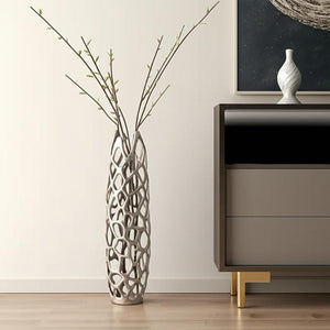 Homeroots 27" Cylinder Aluminum Floor Vase - Sleek, Modern Home Accent For Floral Arrangements & Decor  Aluminum 576749