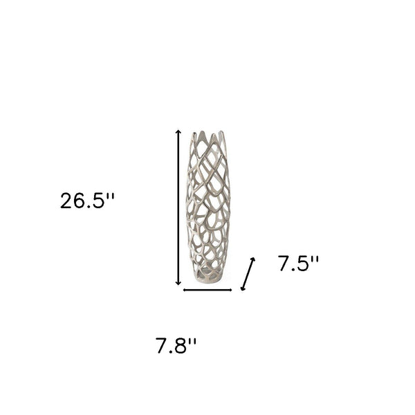 Homeroots 27" Cylinder Aluminum Floor Vase - Sleek, Modern Home Accent For Floral Arrangements & Decor  Aluminum 576749