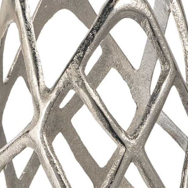 HomeRoots 30" Silver Abstract Pierced Floor Vase - Sculptural Cast Aluminum for Modern Interiors & Decor 576750