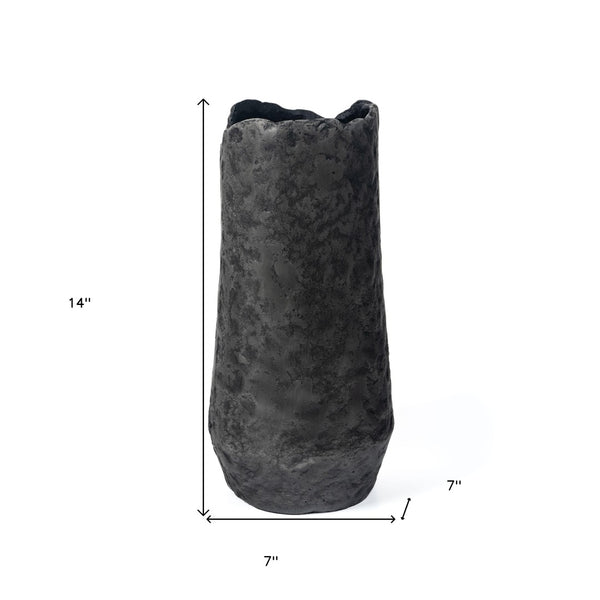 Homeroots 14" Gray Hammered Cylinder Aluminum Table Vase - Modern Decor Accent For Stunning Home Interiors  Aluminum 576752