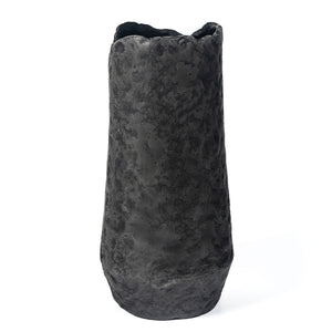 HomeRoots 14" Gray Hammered Cylinder Aluminum Table Vase - Modern Industrial Decor for Fresh Flowers & More 576752