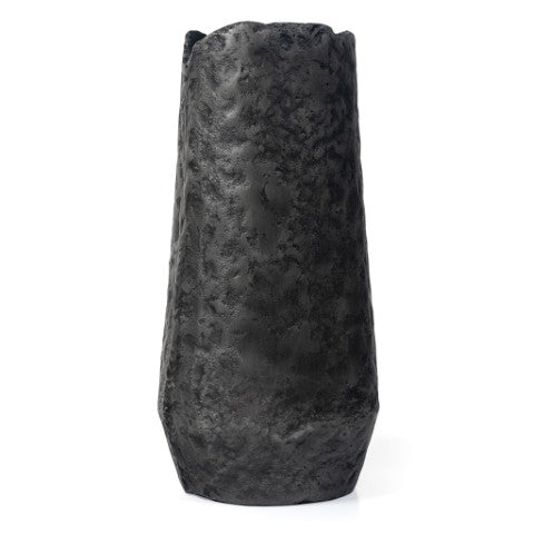 Homeroots 14" Gray Hammered Cylinder Aluminum Table Vase - Modern Decor Accent For Stunning Home Interiors  Aluminum 576752