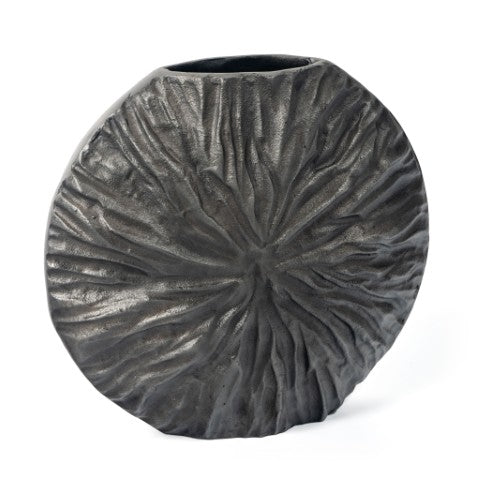 Homeroots 10" Gray Abstract Aluminum Table Vase – Modern Design For Chic Home Decor & Floral Arrangements  Aluminum 576755