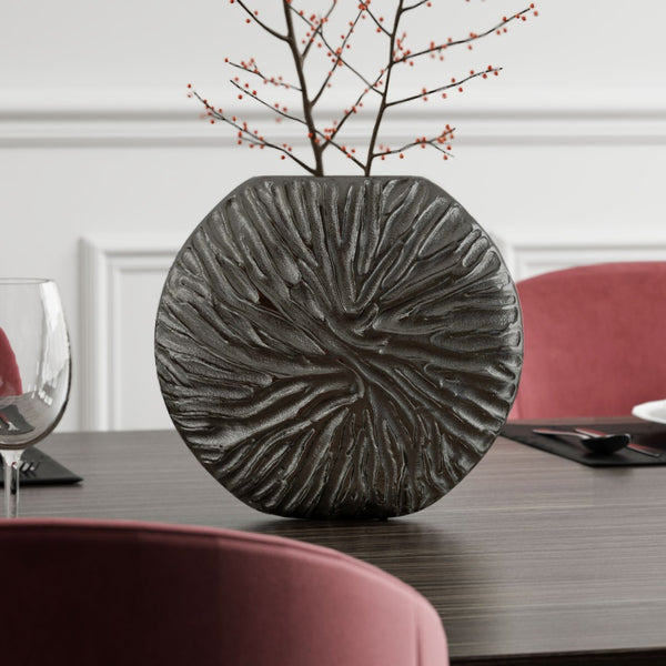 Homeroots 10" Gray Abstract Aluminum Table Vase – Modern Design For Chic Home Decor & Floral Arrangements  Aluminum 576755