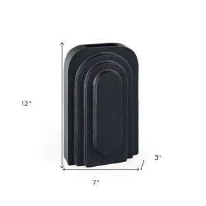 Homeroots 12" Black Geometric Aluminum Table Vase - Modern Home Decor Centerpiece For Flowers & Art Display  Aluminum 576759