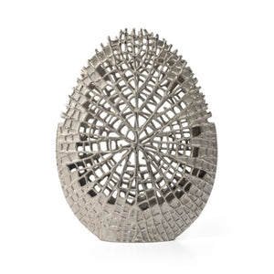 Homeroots 14" Silver Pierced Aluminum Table Vase - Modern Abstract Design For Chic Home Decor & Floral Arrangements  Aluminum 576760