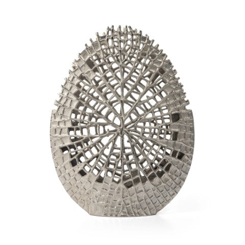 Homeroots 14" Silver Pierced Aluminum Table Vase - Modern Abstract Design For Chic Home Decor & Floral Arrangements  Aluminum 576760