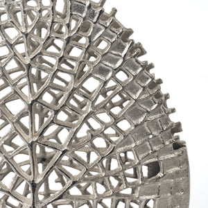 Homeroots 14" Silver Pierced Aluminum Table Vase - Modern Abstract Design For Chic Home Decor & Floral Arrangements  Aluminum 576760