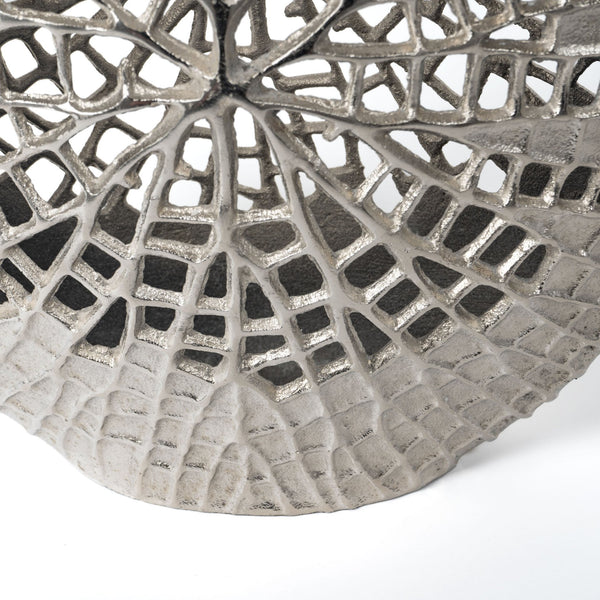 Homeroots 14" Silver Pierced Aluminum Table Vase - Modern Abstract Design For Chic Home Decor & Floral Arrangements  Aluminum 576760