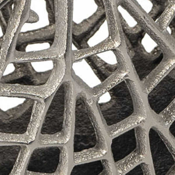 Homeroots 14" Silver Pierced Aluminum Table Vase - Modern Abstract Design For Chic Home Decor & Floral Arrangements  Aluminum 576760