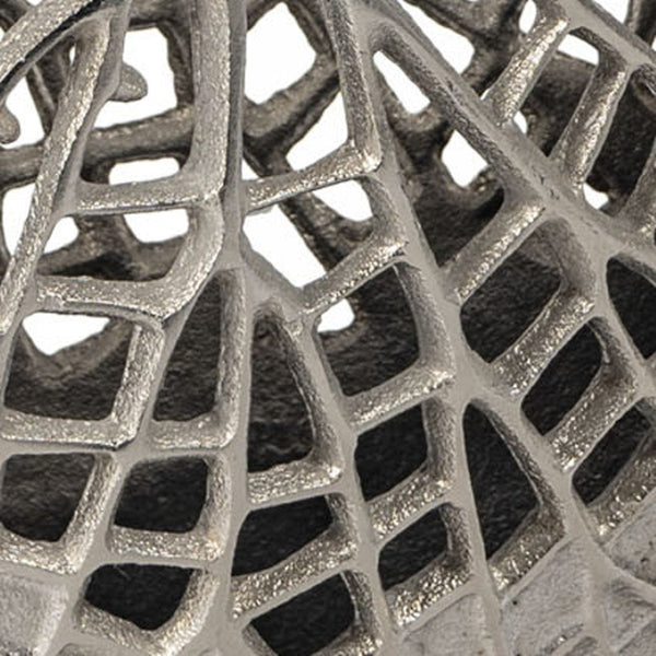 Homeroots 14" Silver Pierced Aluminum Table Vase - Modern Abstract Design For Chic Home Decor & Floral Arrangements  Aluminum 576760