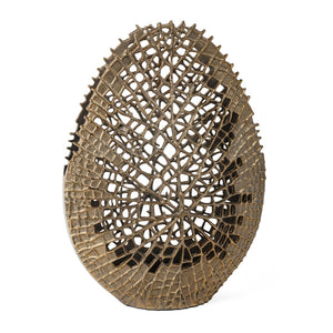 HomeRoots 18" Gold Abstract Oval Table Vase - Artisanal Aluminum Design for Modern Home Décor & Gifting 576761