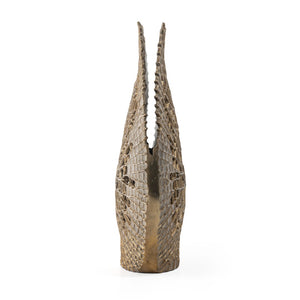HomeRoots 18" Gold Abstract Oval Table Vase - Artisanal Aluminum Design for Modern Home Décor & Gifting 576761