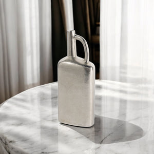 Homeroots 14" Silver Aluminum Jug Table Vase - Elegant Distressed Design For Stylish Home Decor & Centerpiece  Aluminum 576763