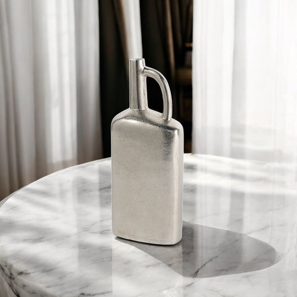 Homeroots 14" Silver Aluminum Jug Table Vase - Elegant Distressed Design For Stylish Home Decor & Centerpiece  Aluminum 576763