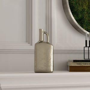 Homeroots 14" Silver Aluminum Jug Table Vase - Elegant Distressed Design For Stylish Home Decor & Centerpiece  Aluminum 576763