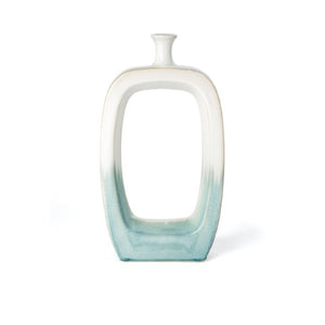 Homeroots 18" Aqua And White Ombre Ceramic Table Vase - Elegant Modern Accent For Home Decor & Flowers  Ceramic 576765
